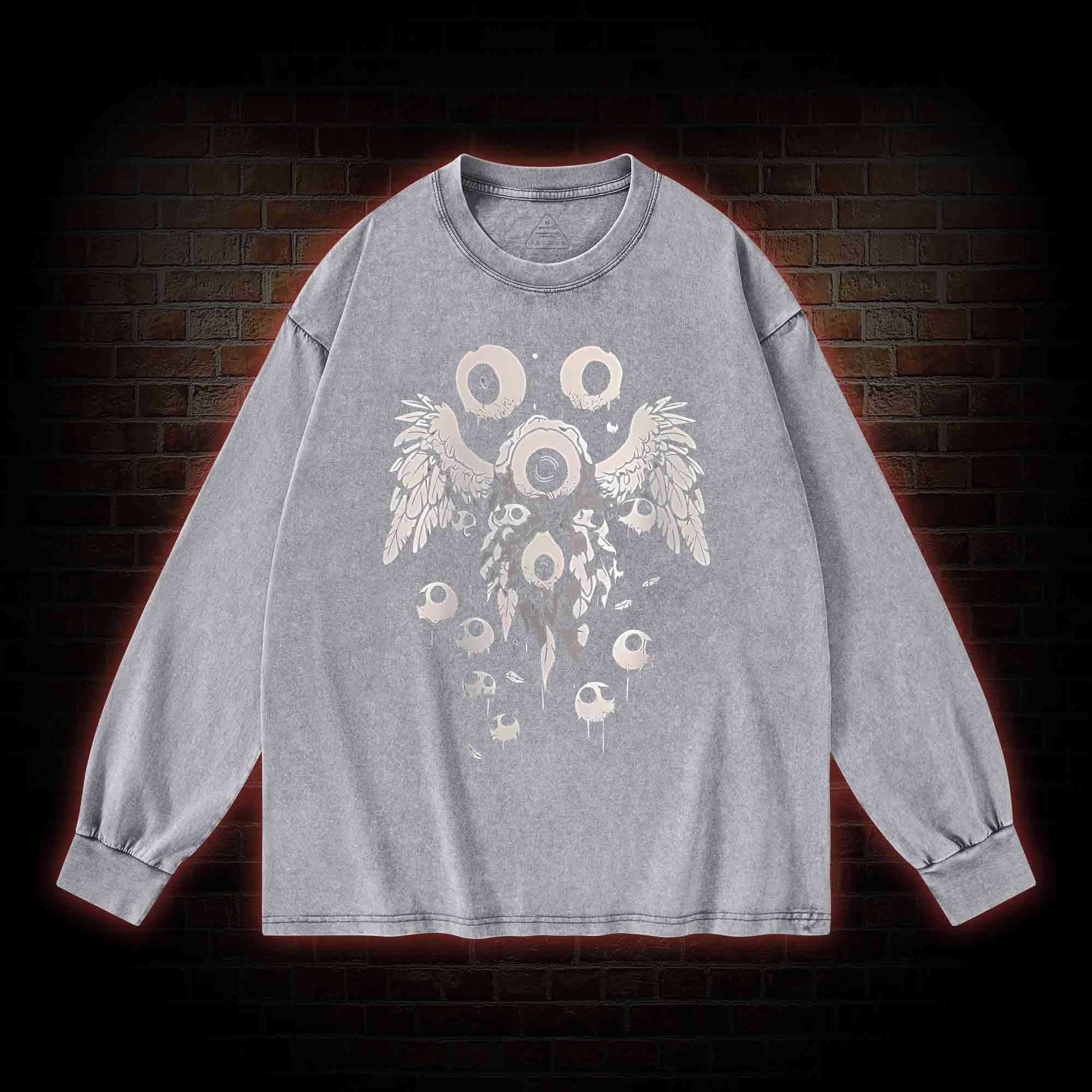 Weirdcore Eyeball Washed Long-Sleeve T-shirt