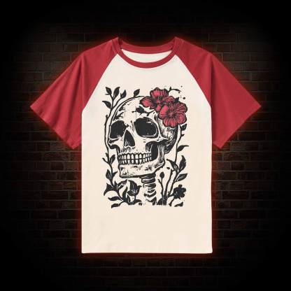 Flower Skull Raglan T-shirt