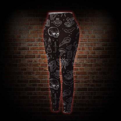 Mystical Symbols and Skulls Women's Tight-Fitting Pants