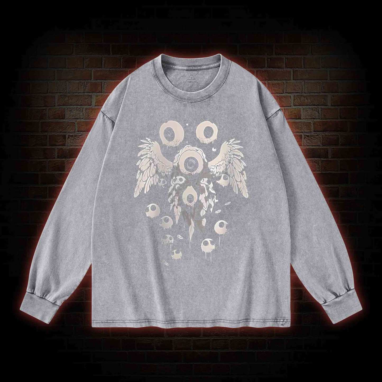 Weirdcore Eyeball Washed Long-Sleeve T-shirt