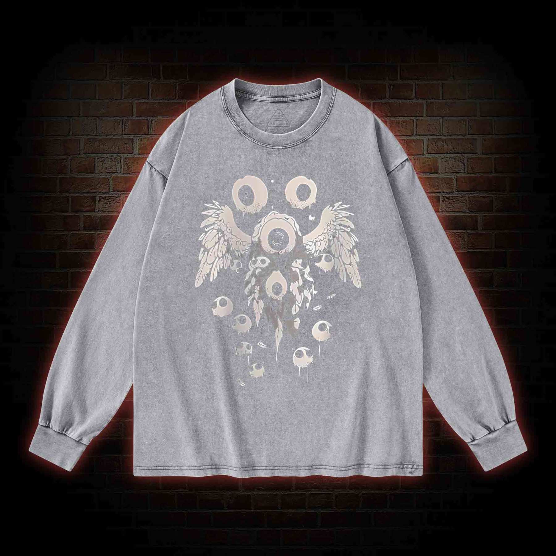 Weirdcore Eyeball Washed Long-Sleeve T-shirt