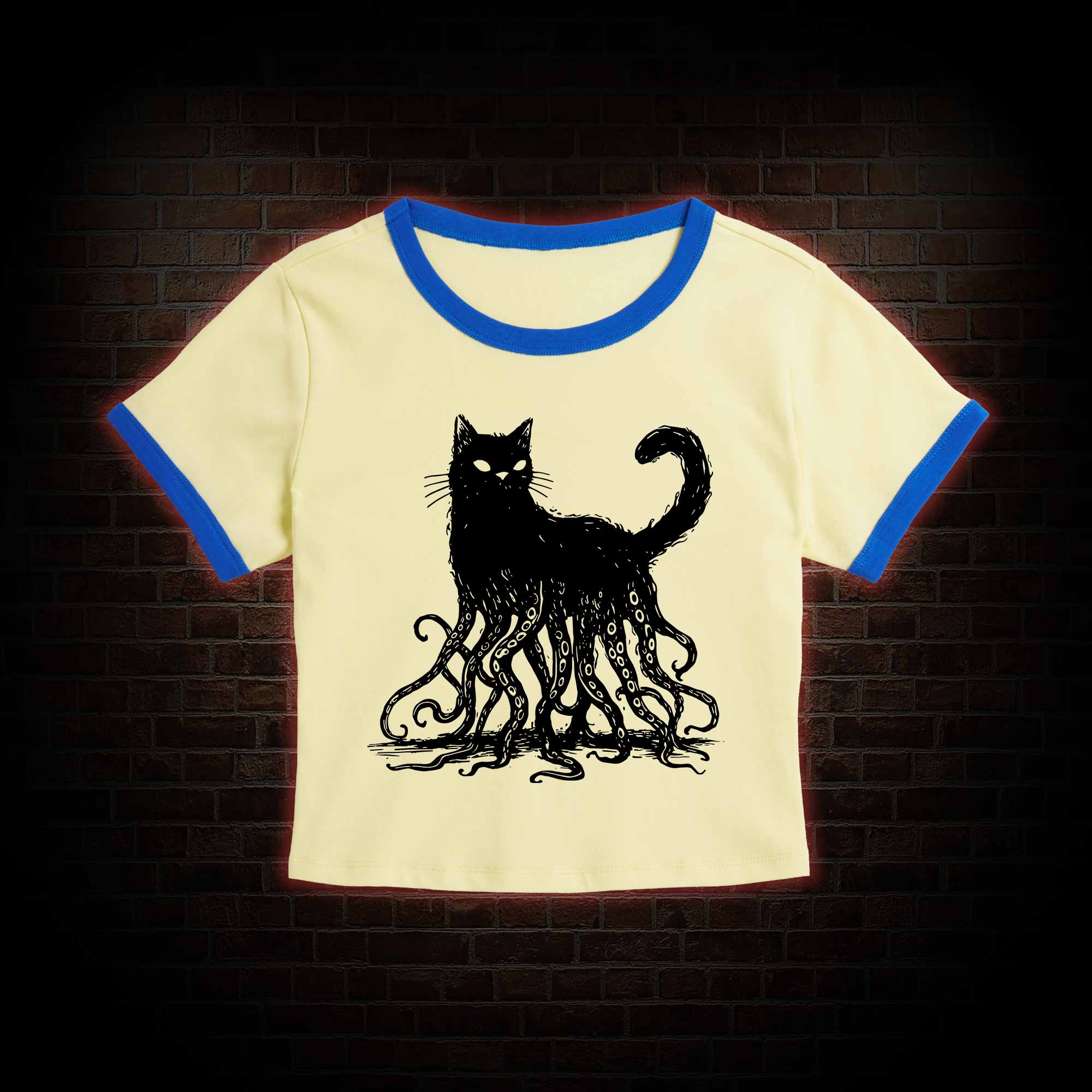 Octopus And Black Cat Baby Tee