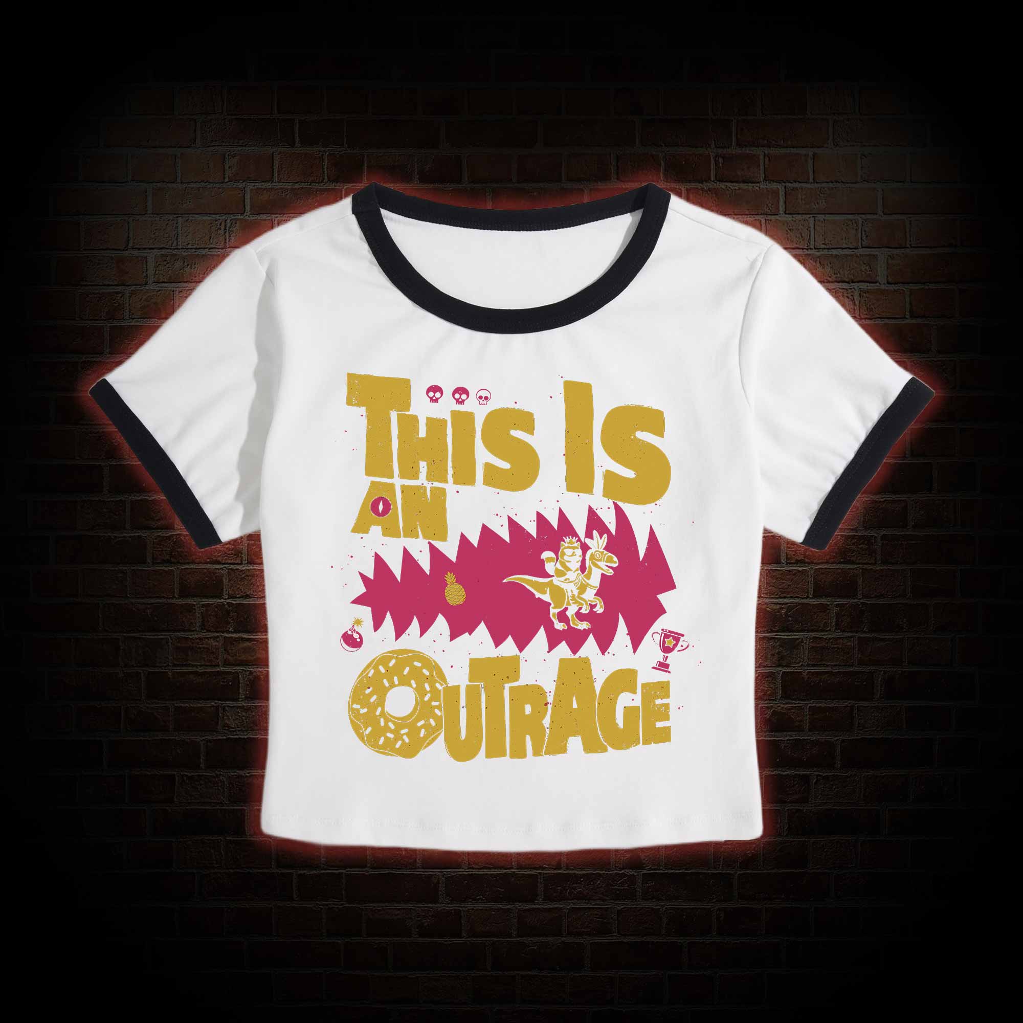 This is an Outrage Baby Tee