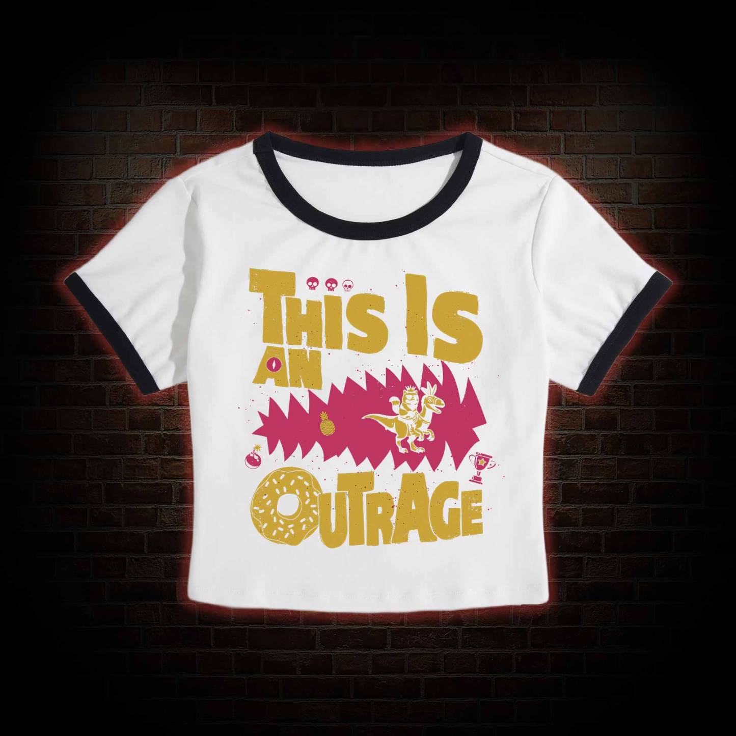 This is an Outrage Baby Tee
