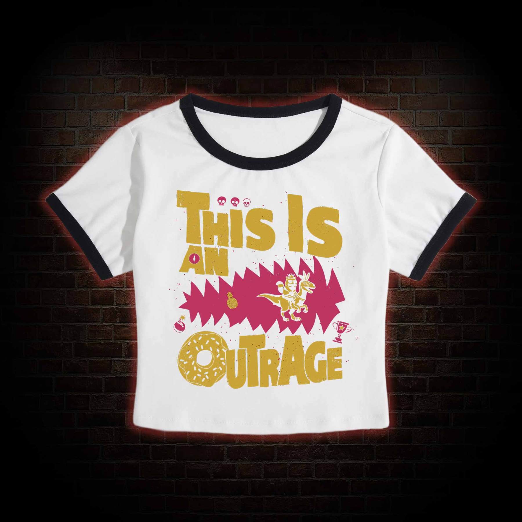 This is an Outrage Baby Tee