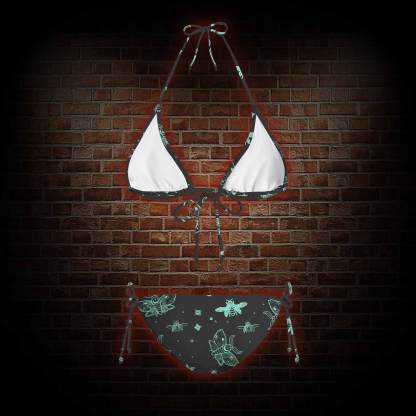 Midnight Flying Insects Women's Adjustable Tie-Strap Bikini