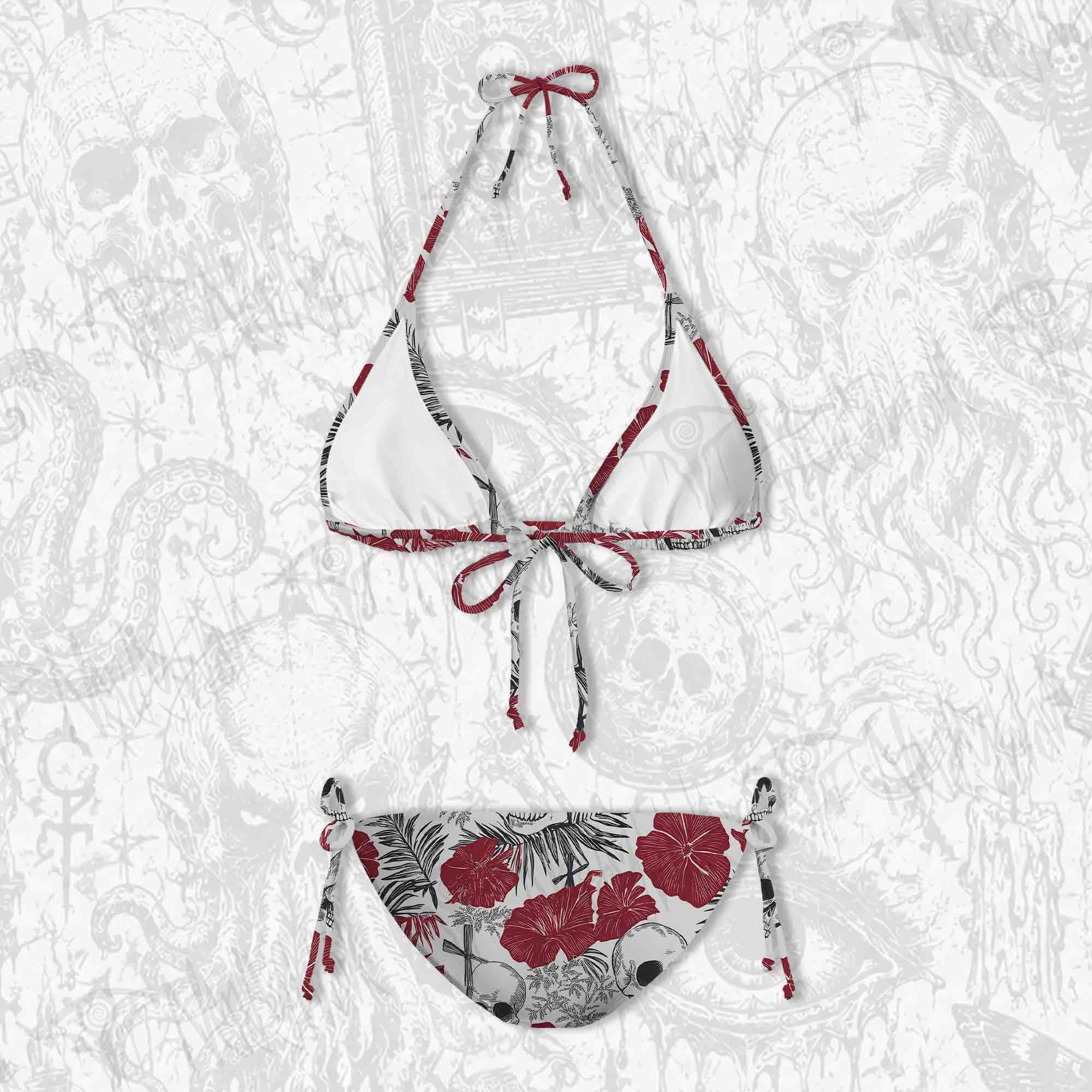 Poppy and skull Women's Adjustable Tie-Strap Bikini