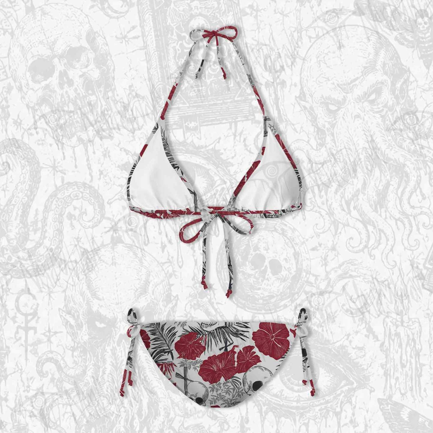Poppy and skull Women's Adjustable Tie-Strap Bikini