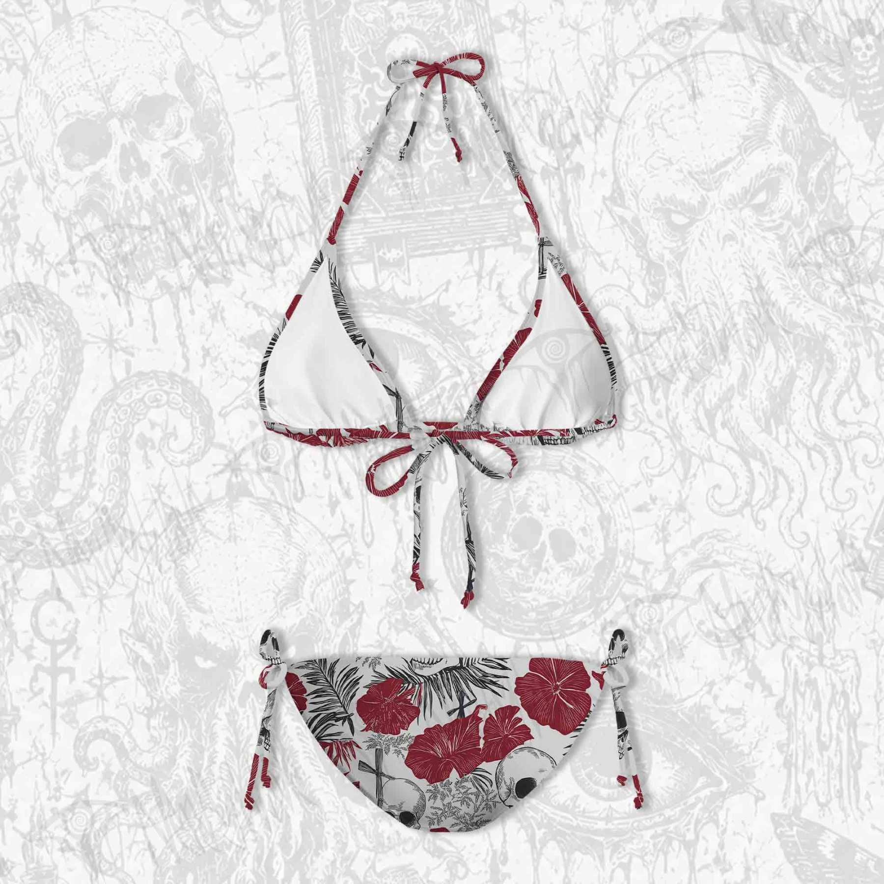 Poppy and skull Women's Adjustable Tie-Strap Bikini