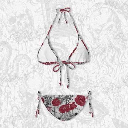 Poppy and skull Women's Adjustable Tie-Strap Bikini