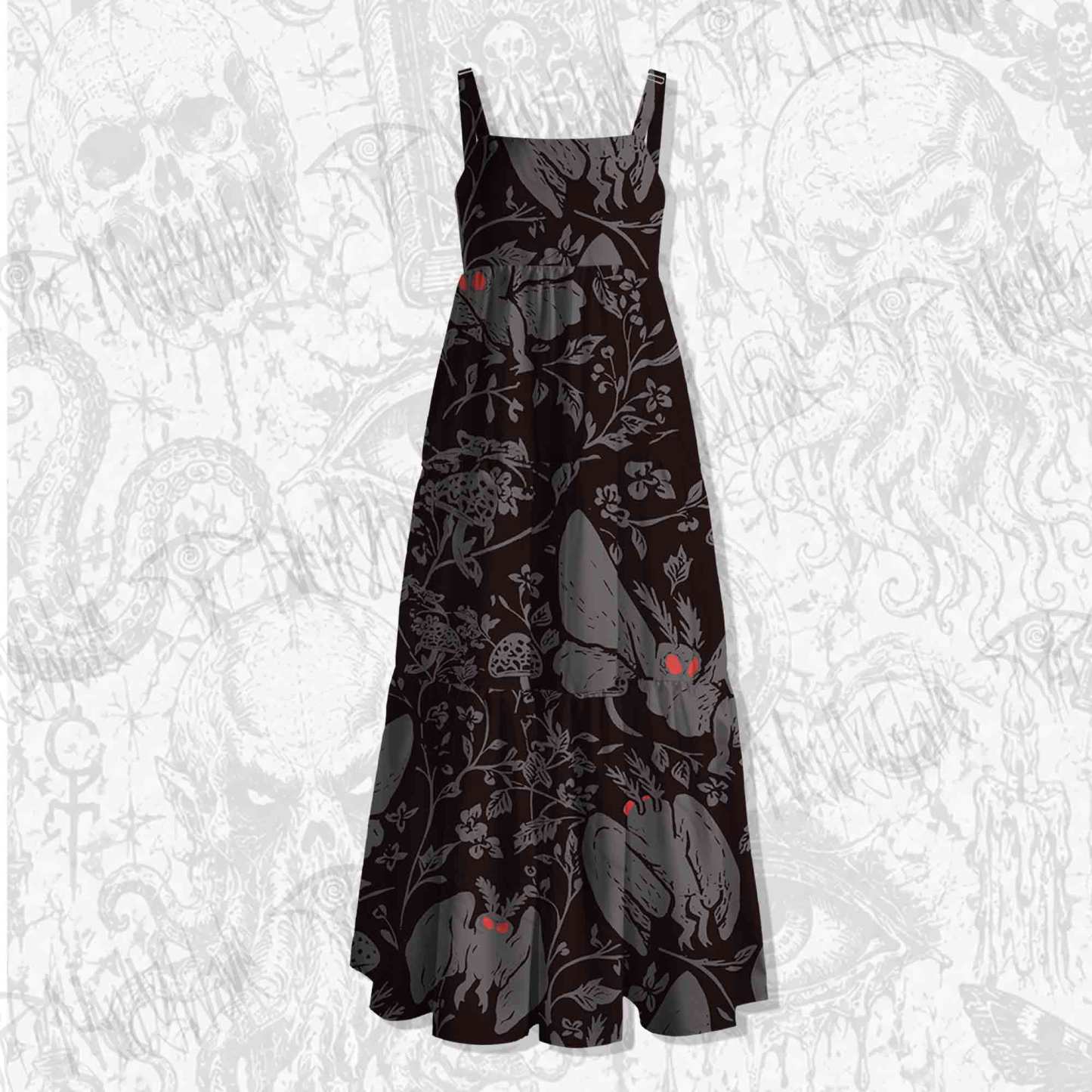 Mothman in the Jungle Spaghetti Strap Long Dress