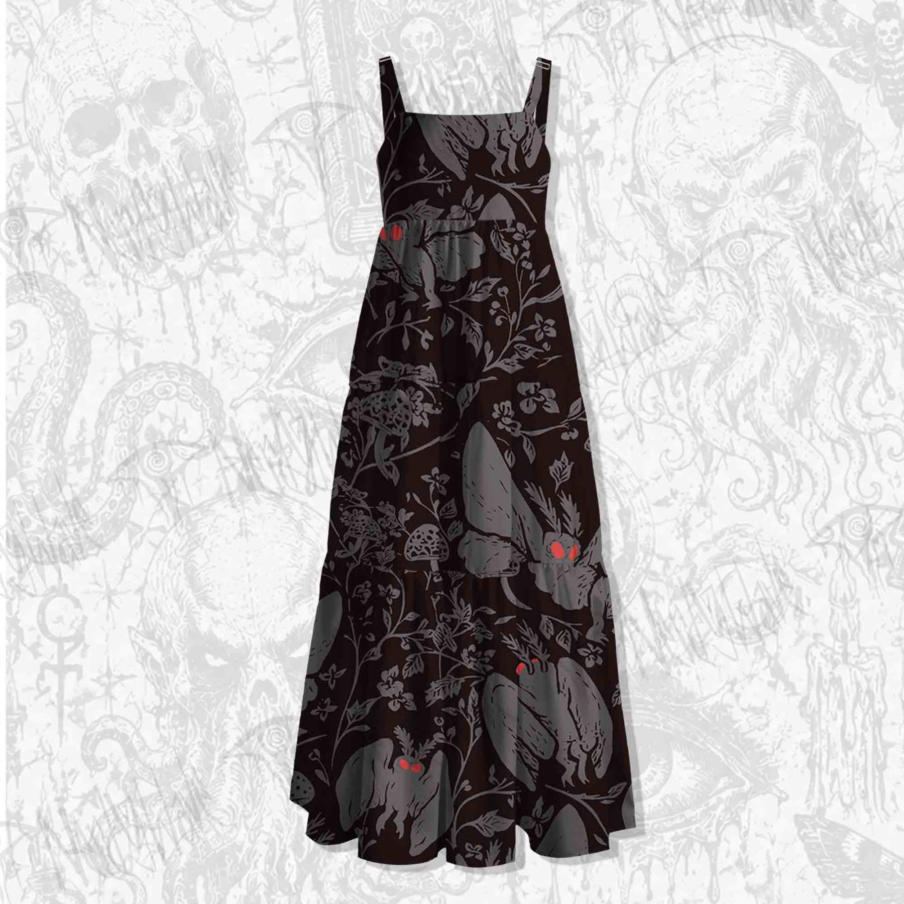Mothman in the Jungle Spaghetti Strap Long Dress