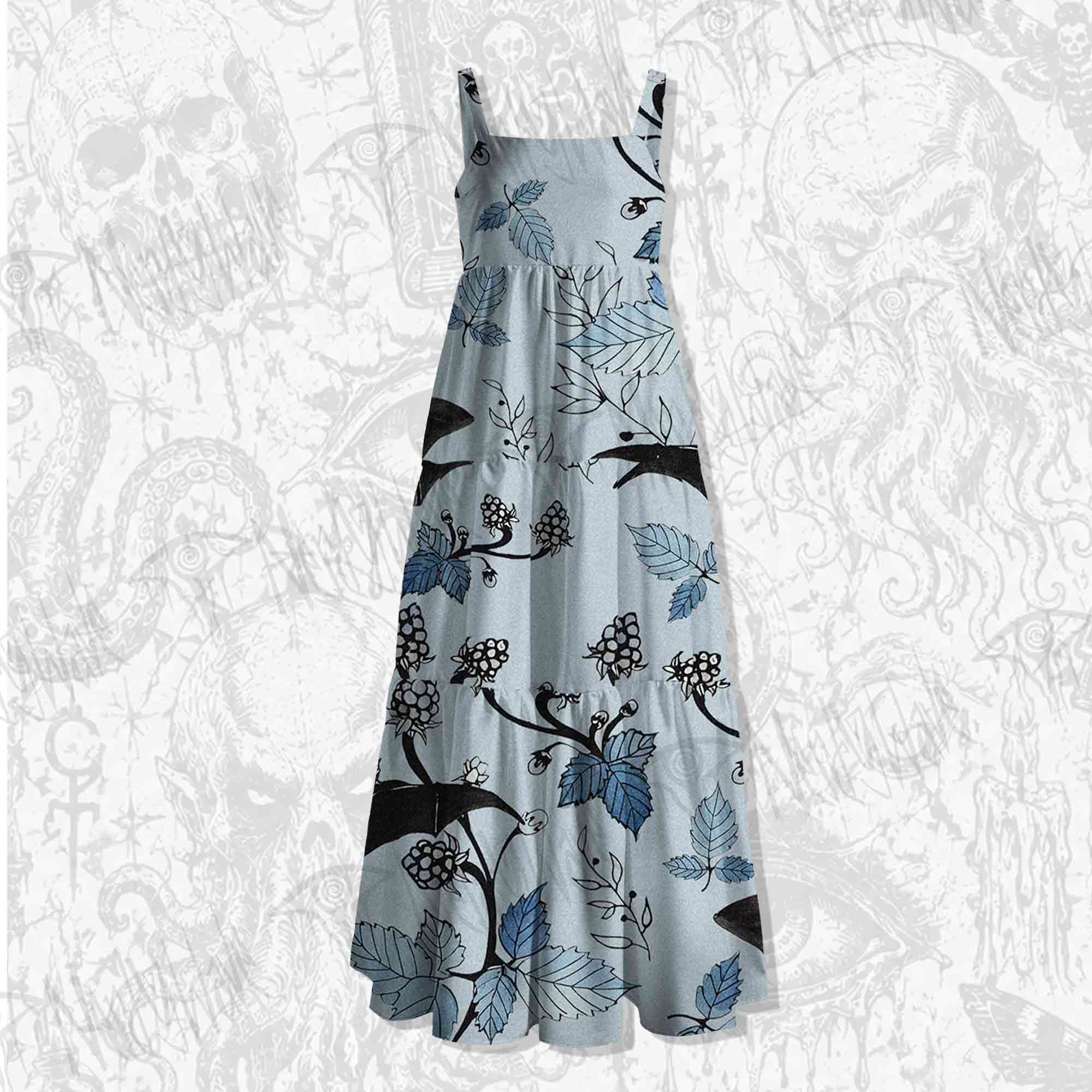 Flying Bats Spaghetti Strap Long Dress