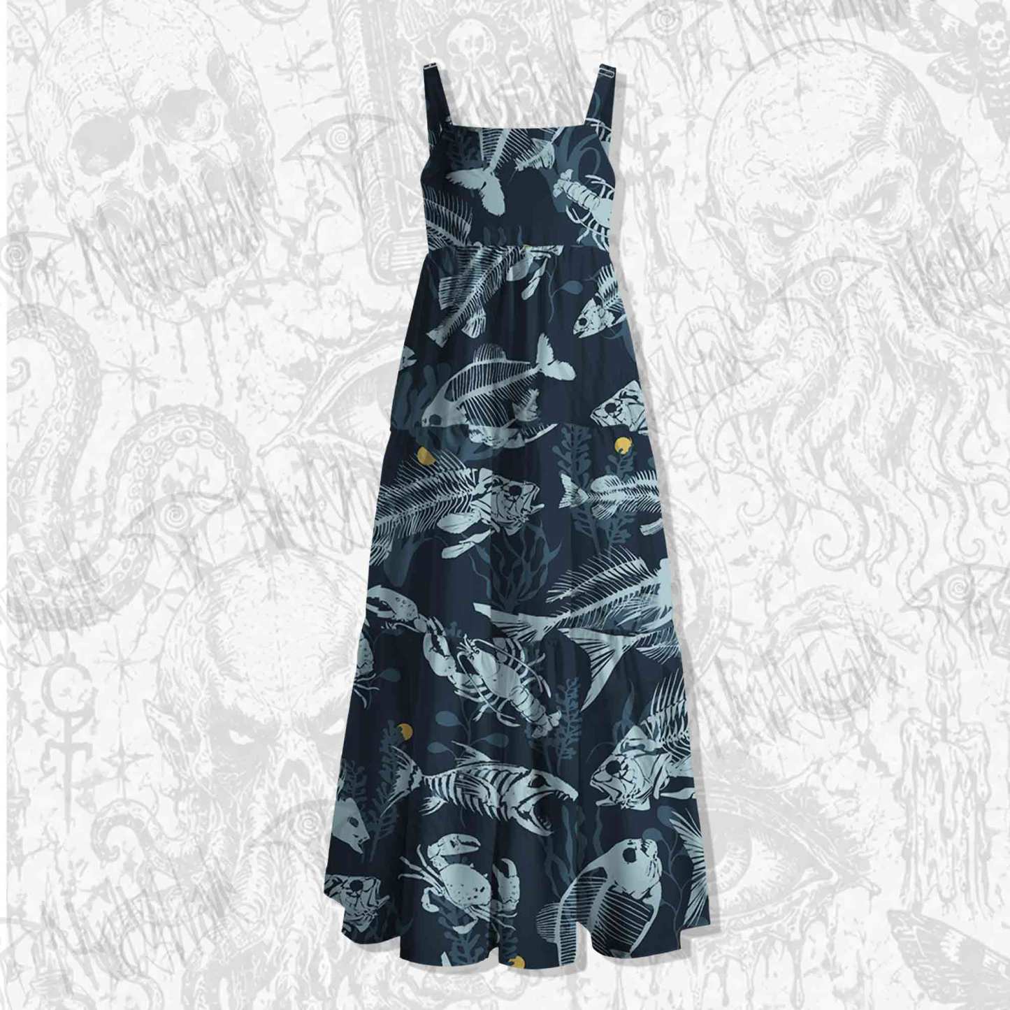 Fish bones Spaghetti Strap Long Dress