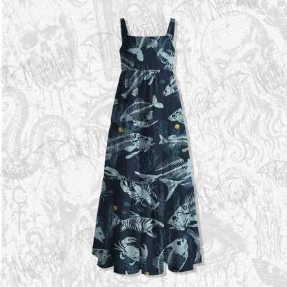 Fish bones Spaghetti Strap Long Dress