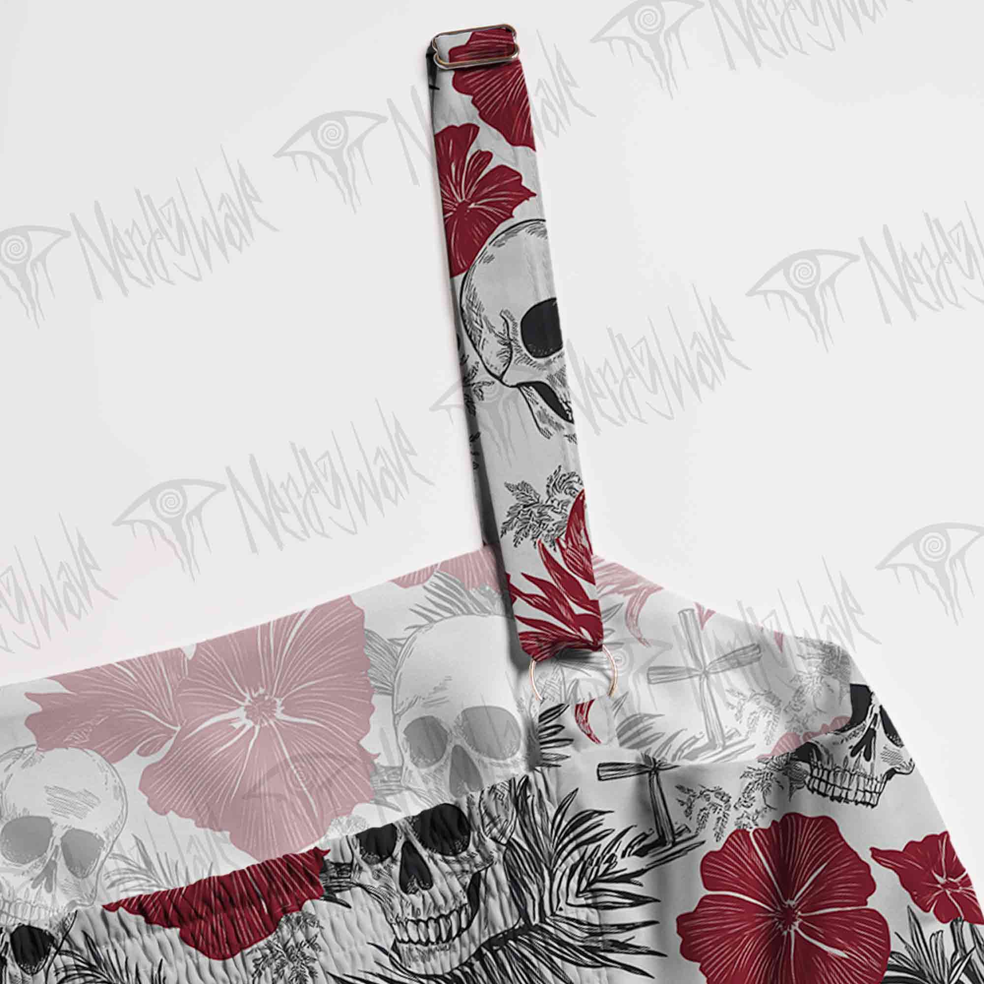 Poppy and Skull Spaghetti Strap Long Dress