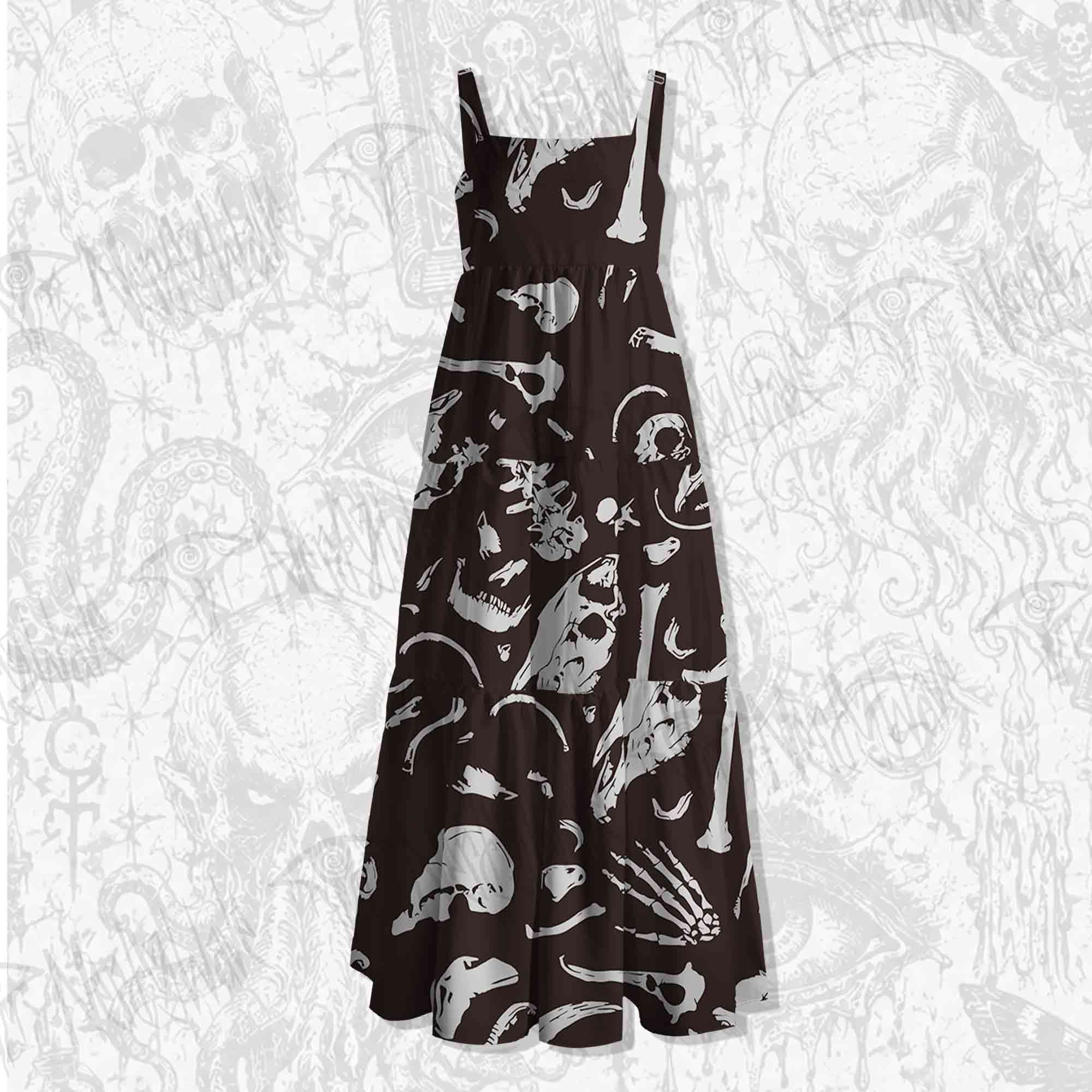 Dinosaur Fossils Spaghetti Strap Long Dress