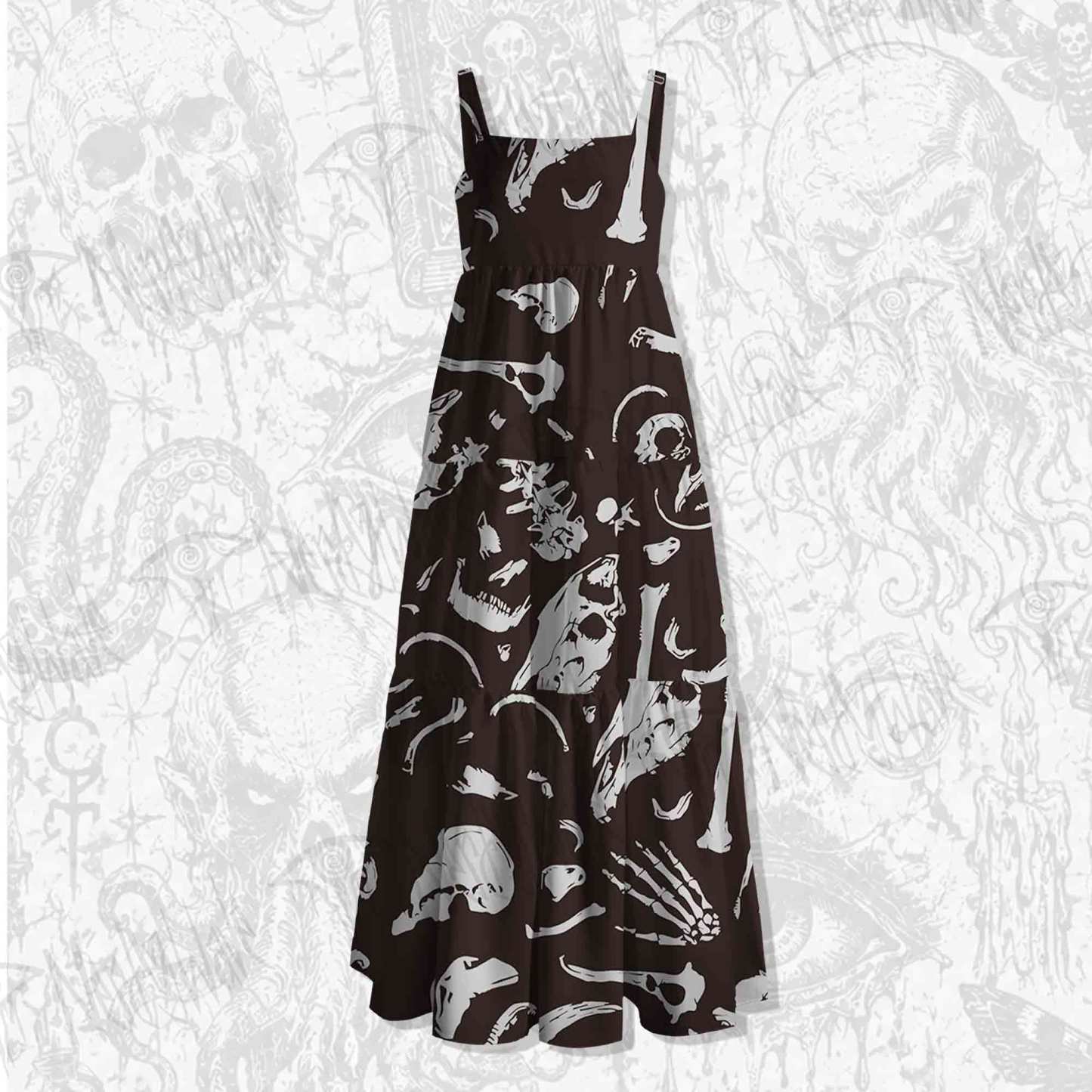 Dinosaur Fossils Spaghetti Strap Long Dress