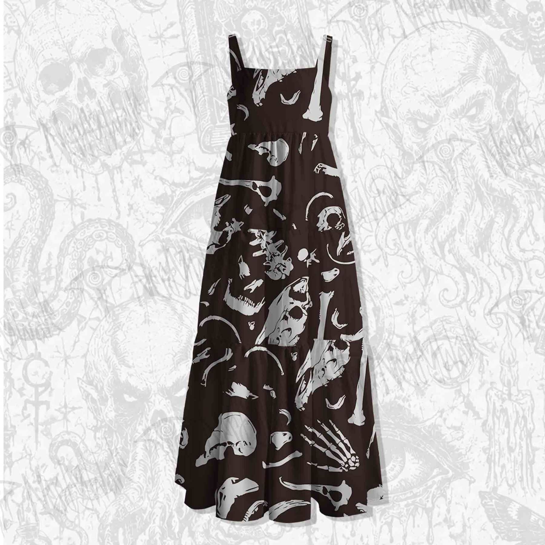 Dinosaur Fossils Spaghetti Strap Long Dress