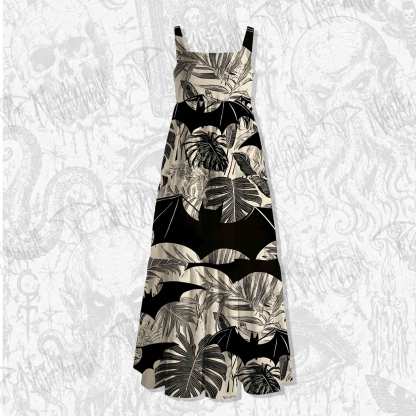Bats in the Jungle Spaghetti Strap Long Dress