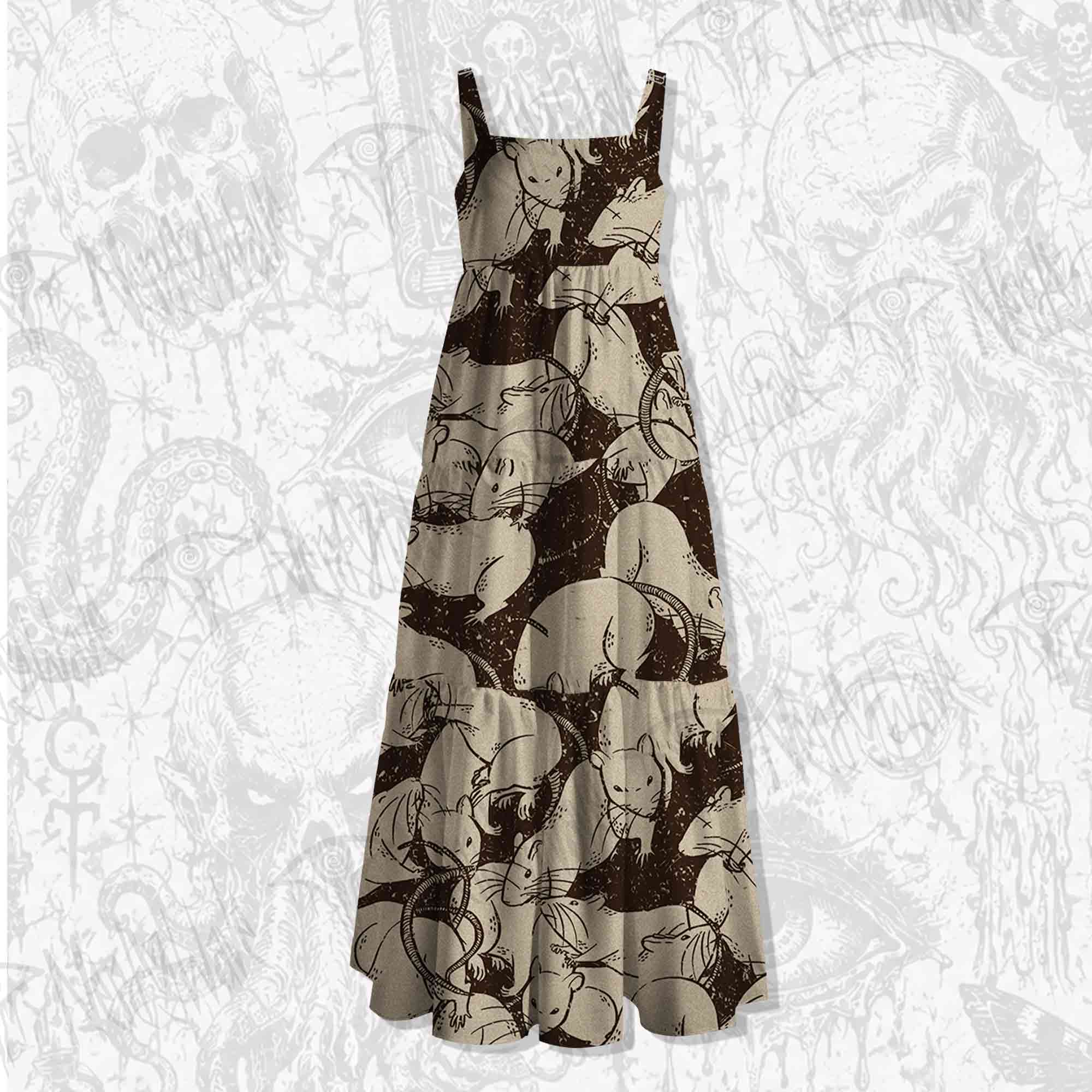 Black Death Spaghetti Strap Long Dress