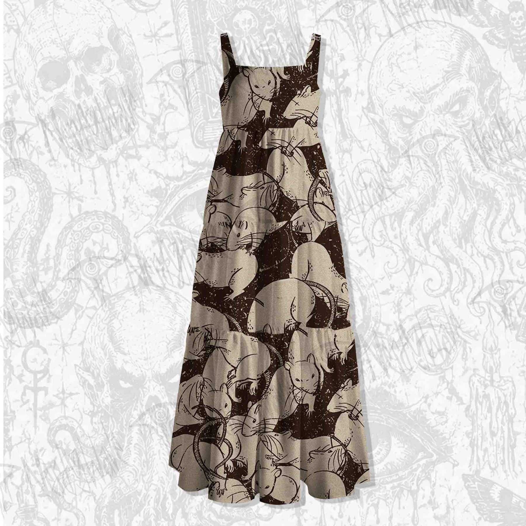 Black Death Spaghetti Strap Long Dress