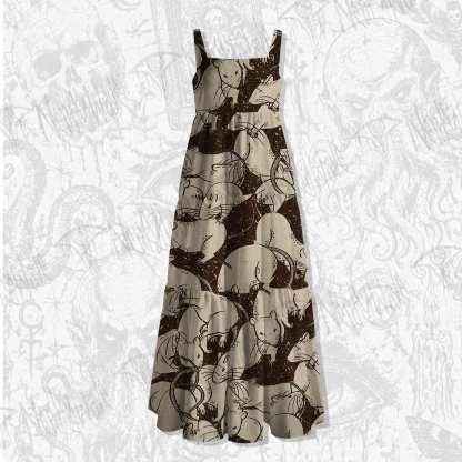 Black Death Spaghetti Strap Long Dress