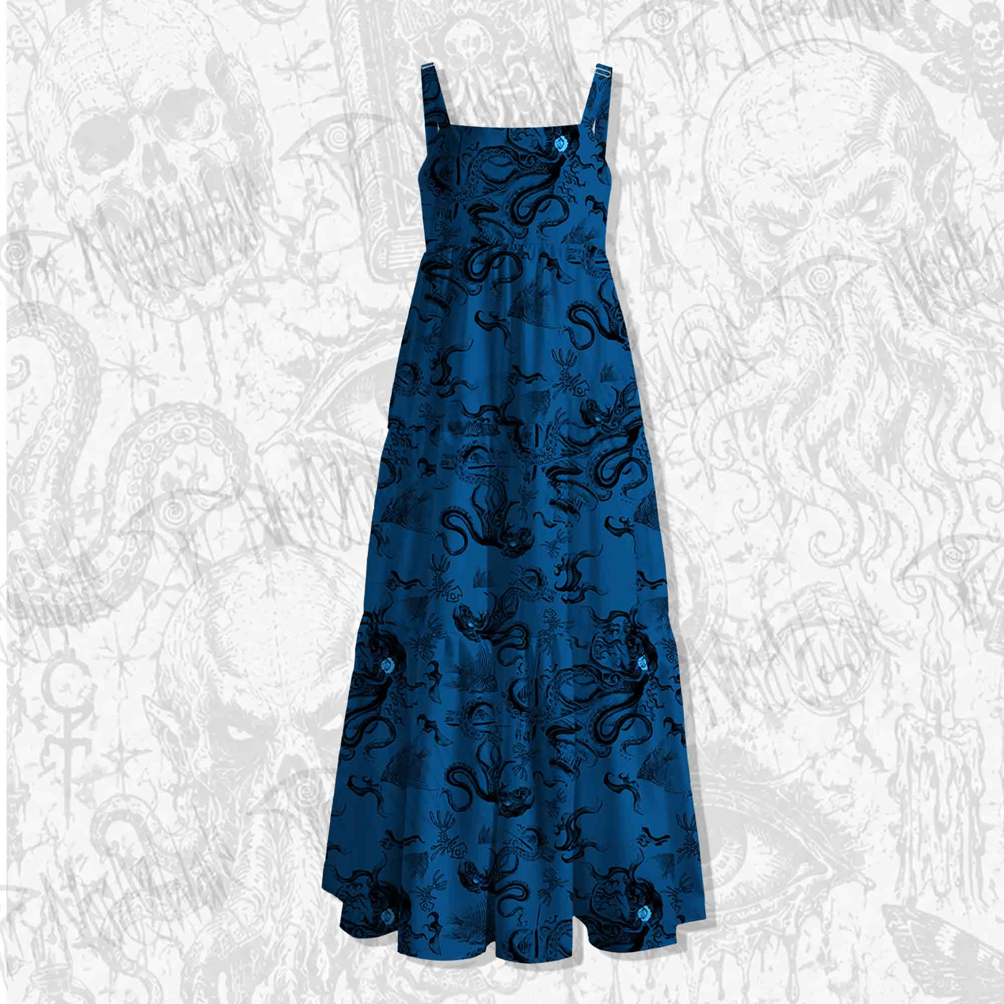 Deep Sea Monster Spaghetti Strap Long Dress