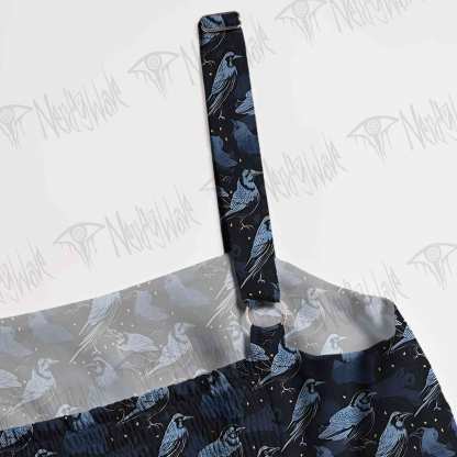 Crows at Night Spaghetti Strap Long Dress