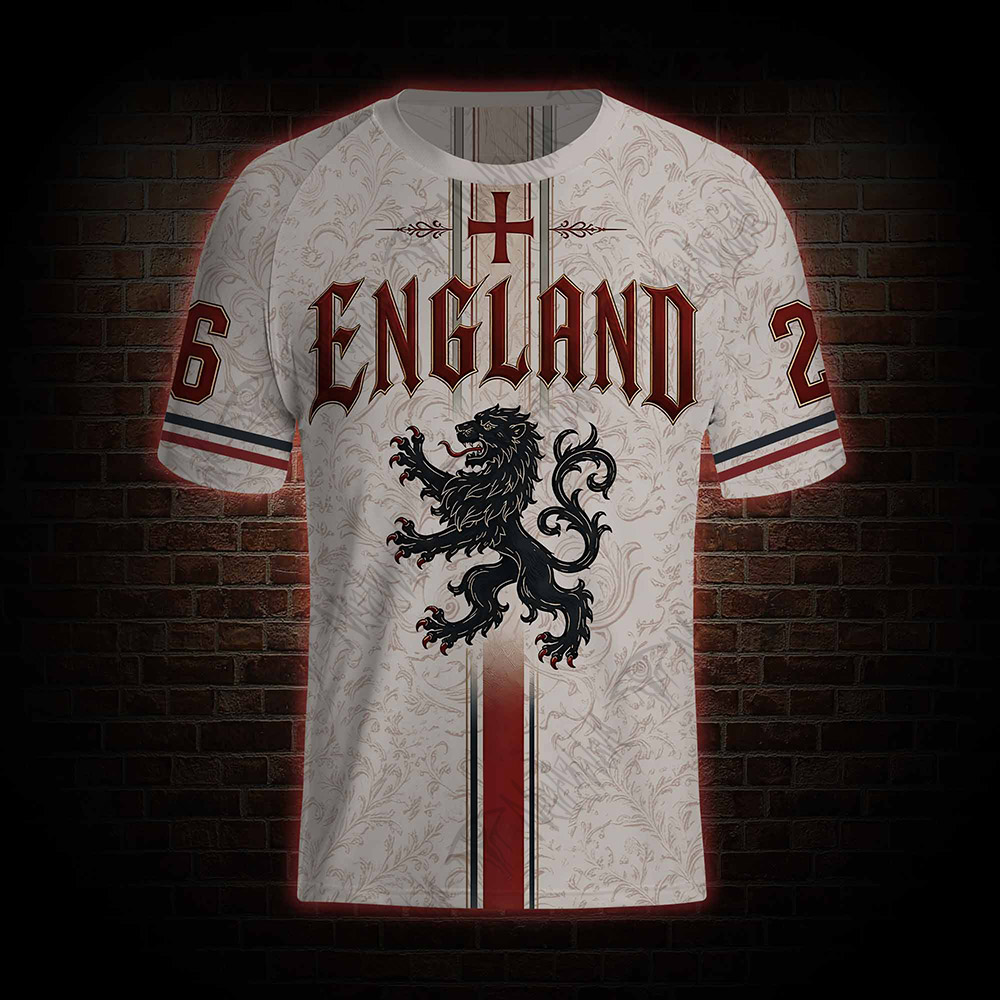 Personalized England Heraldic Lion Football Jersey