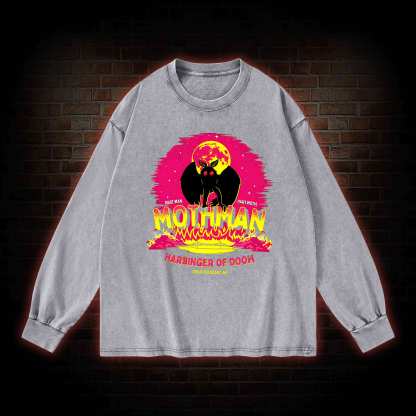 Mothman Harbinger of Doom Washed Long-Sleeve T-shirt