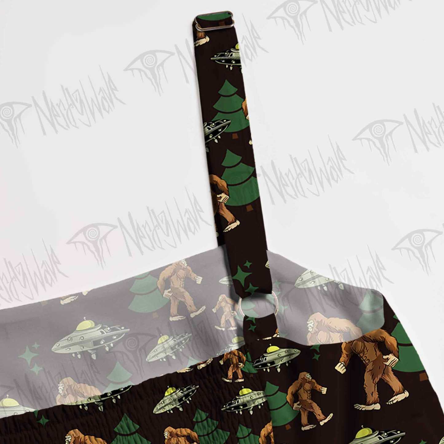 Bigfoot and UFO Spaghetti Strap Long Dress