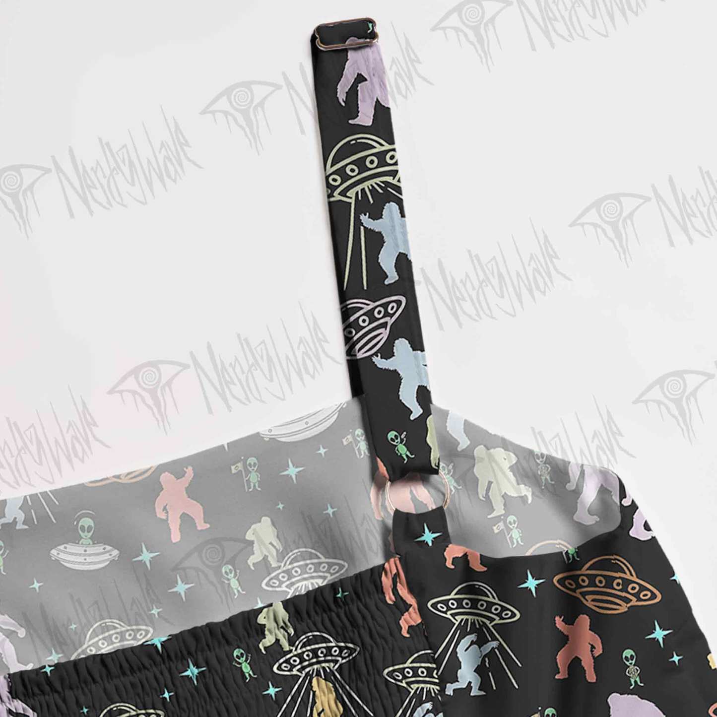 Bigfoot and Alien Party Spaghetti Strap Long Dress