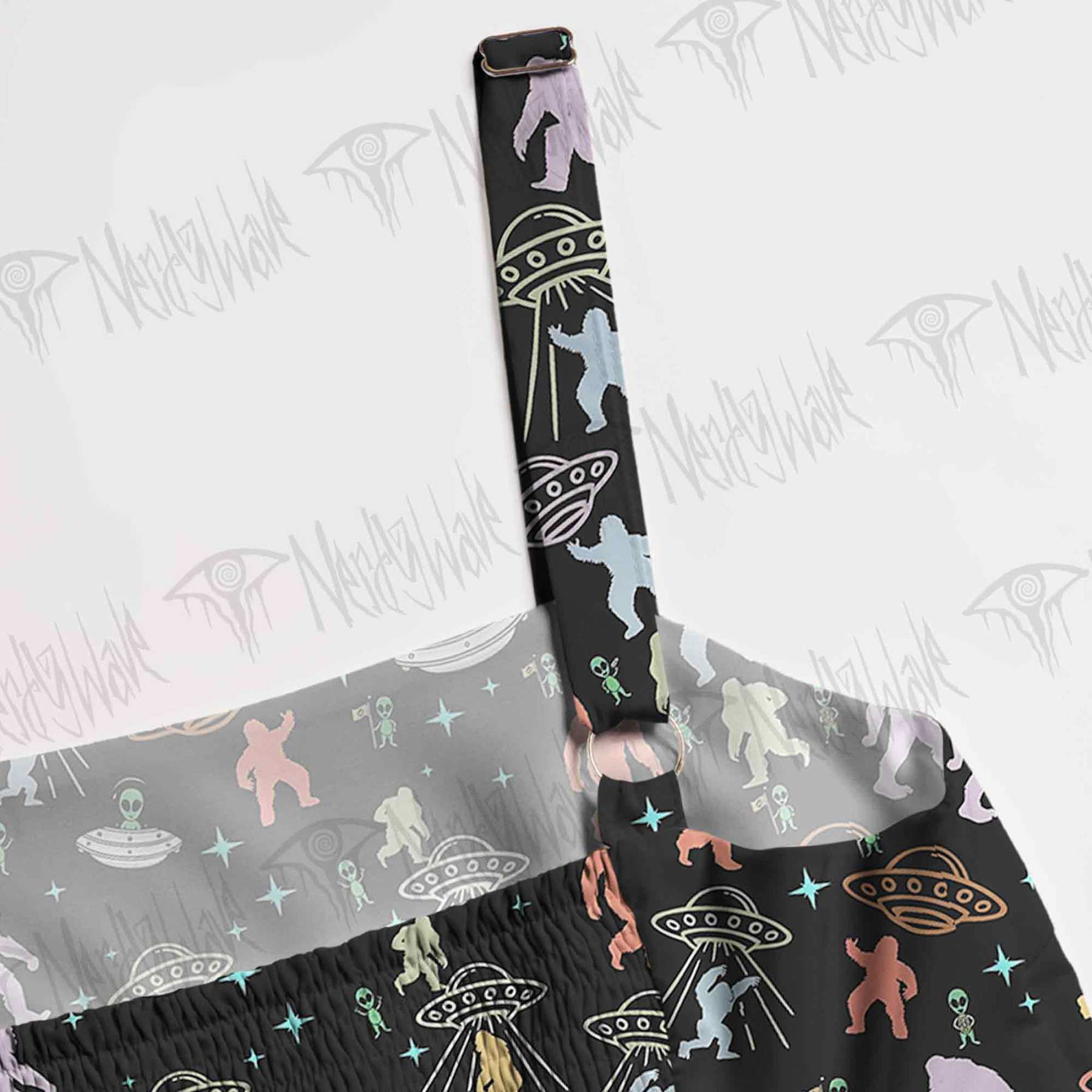 Bigfoot and Alien Party Spaghetti Strap Long Dress