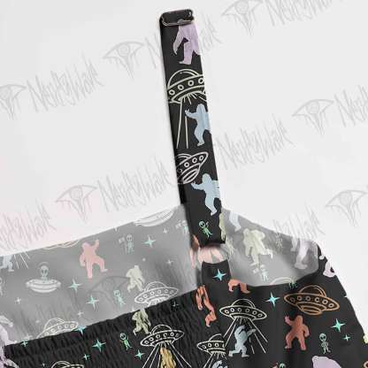 Bigfoot and Alien Party Spaghetti Strap Long Dress