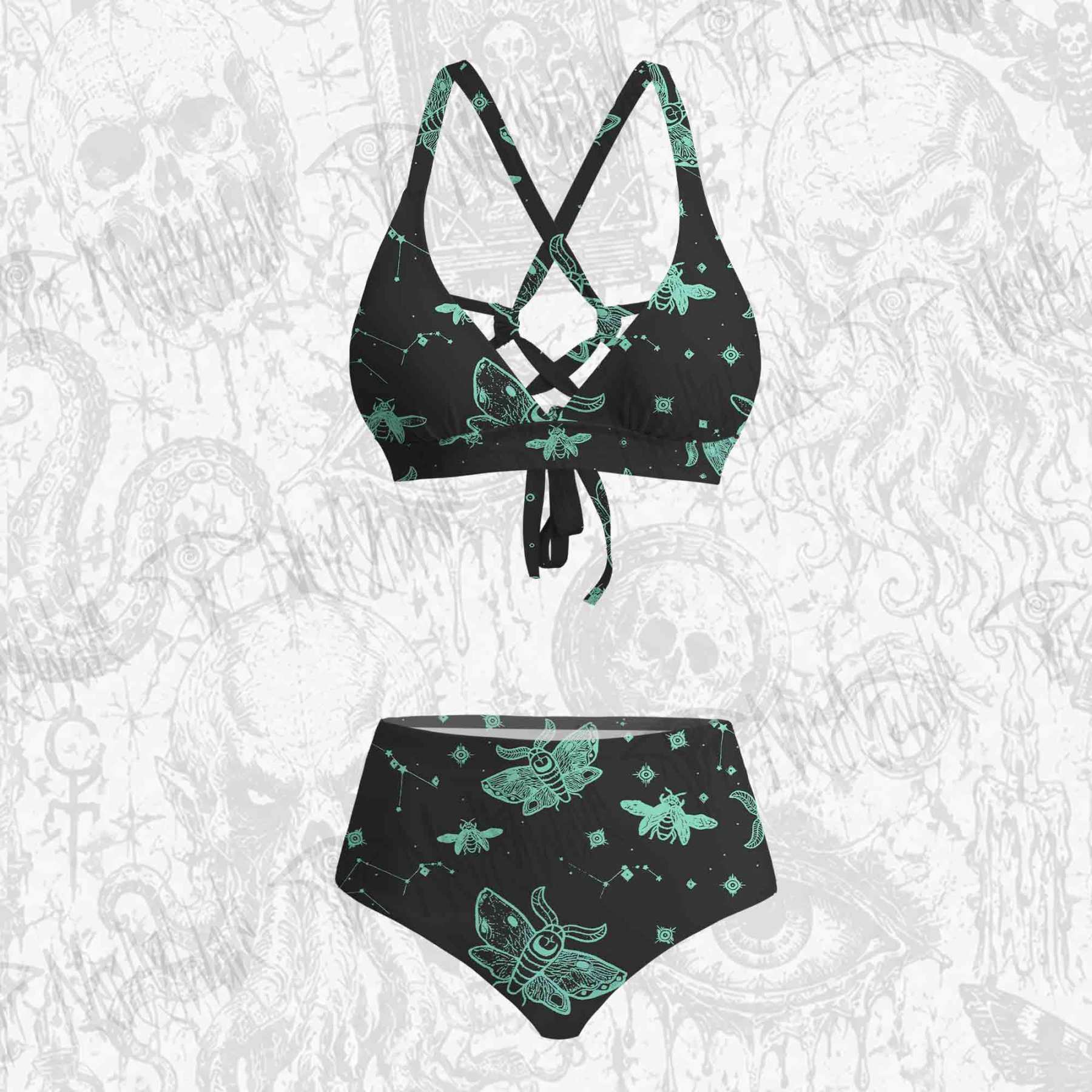 Midnight Flying Insects Bikini Set