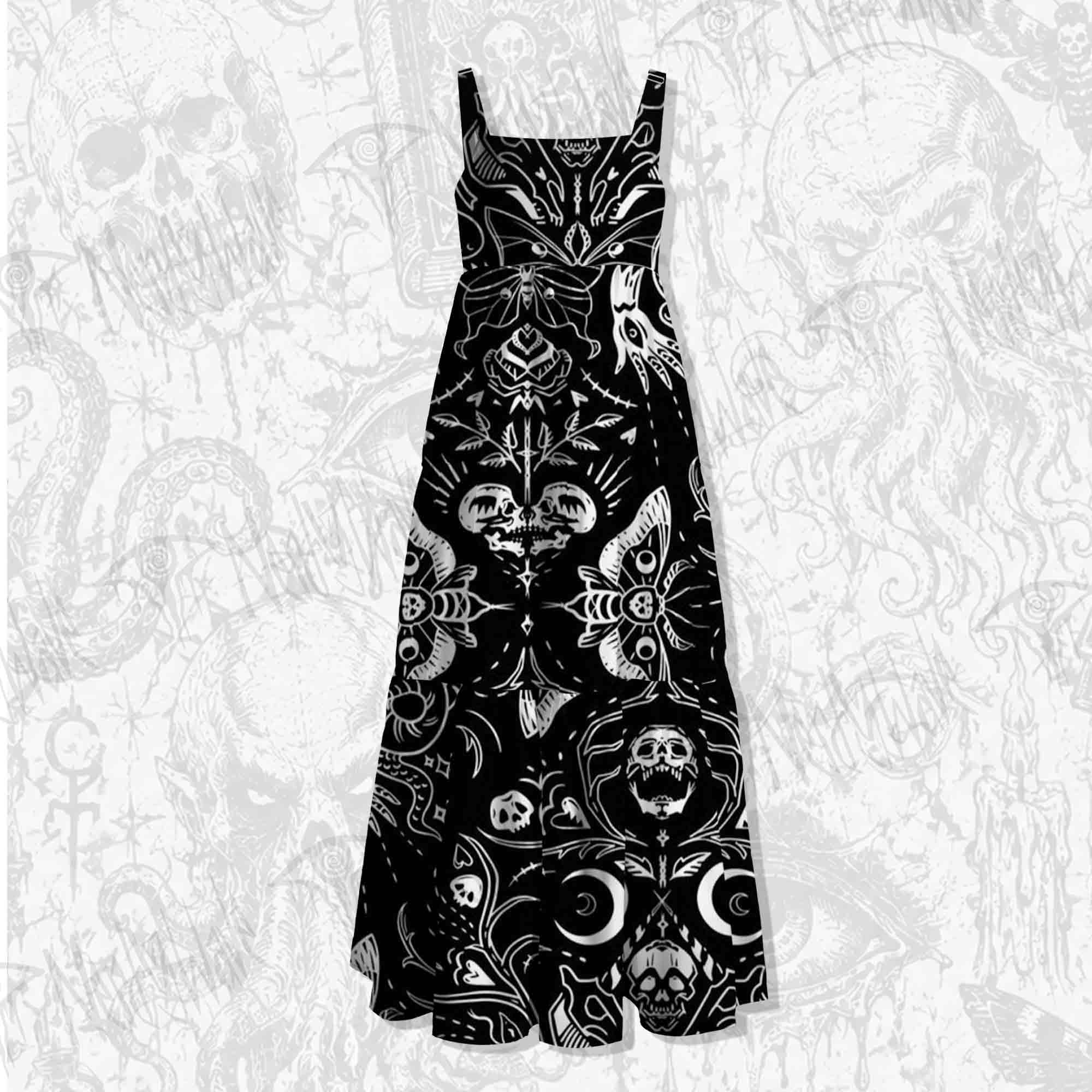 Dark Goth Wide Straps Maxi Dress
