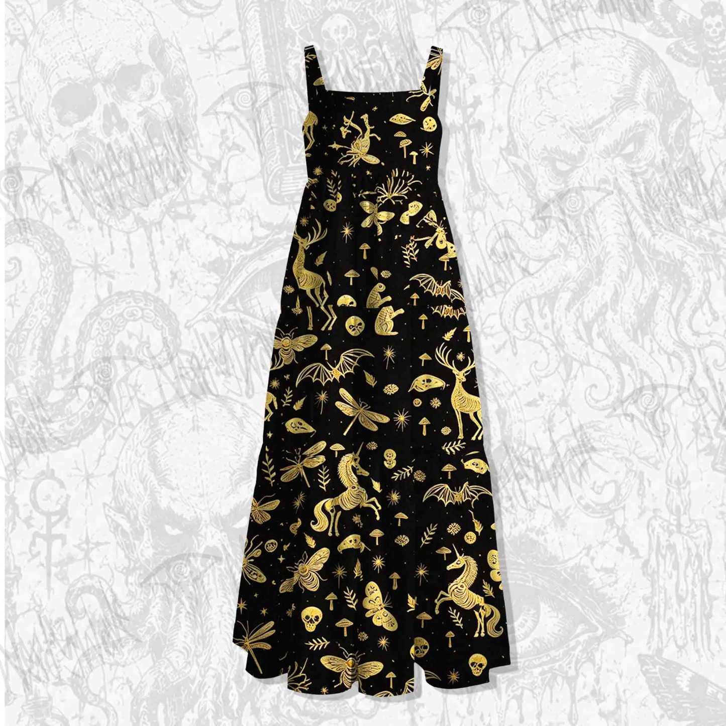 Golden Necropolis Wide Straps Maxi Dress