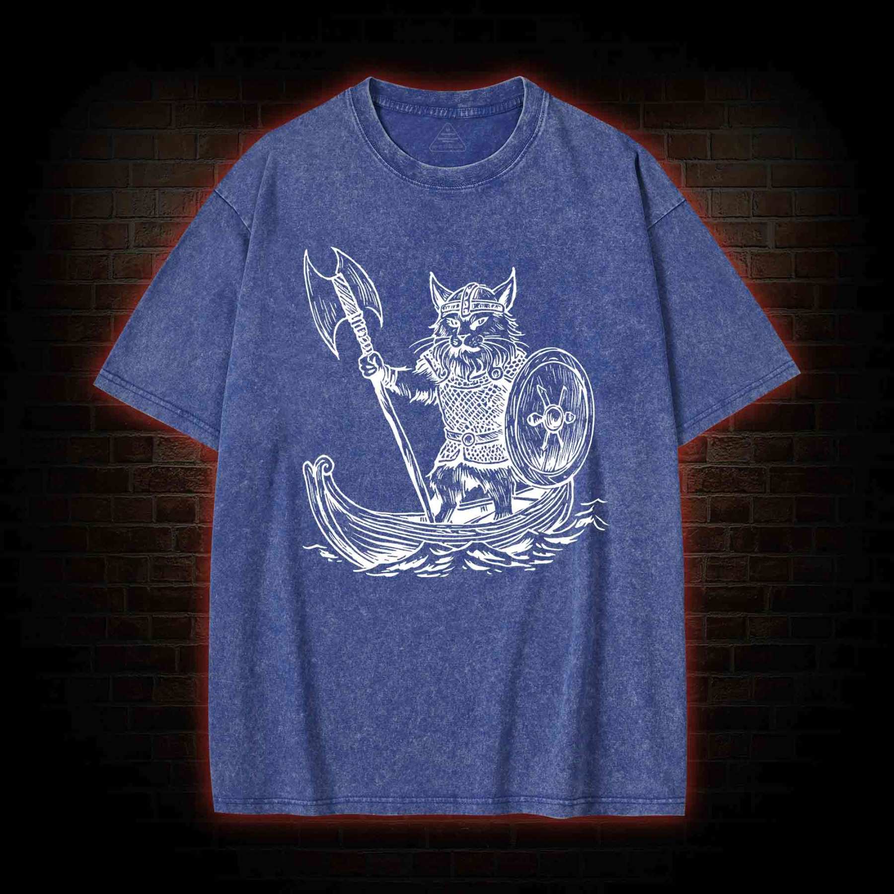 Viking Cat Washed T-shirt