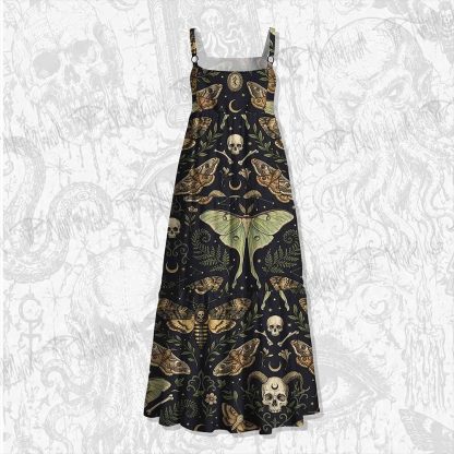 Mystical Moth Wide Straps Maxi Dress