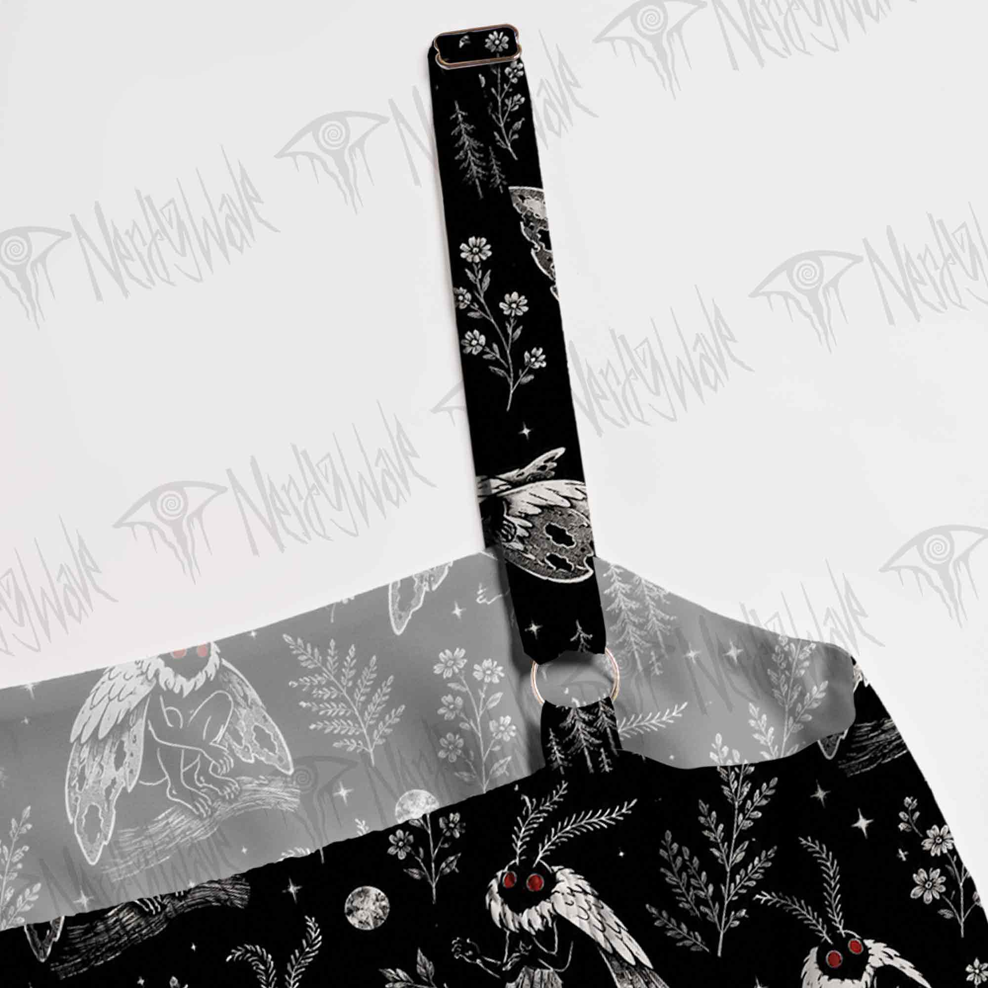 Mothman and Flower Wide Straps Maxi Dress