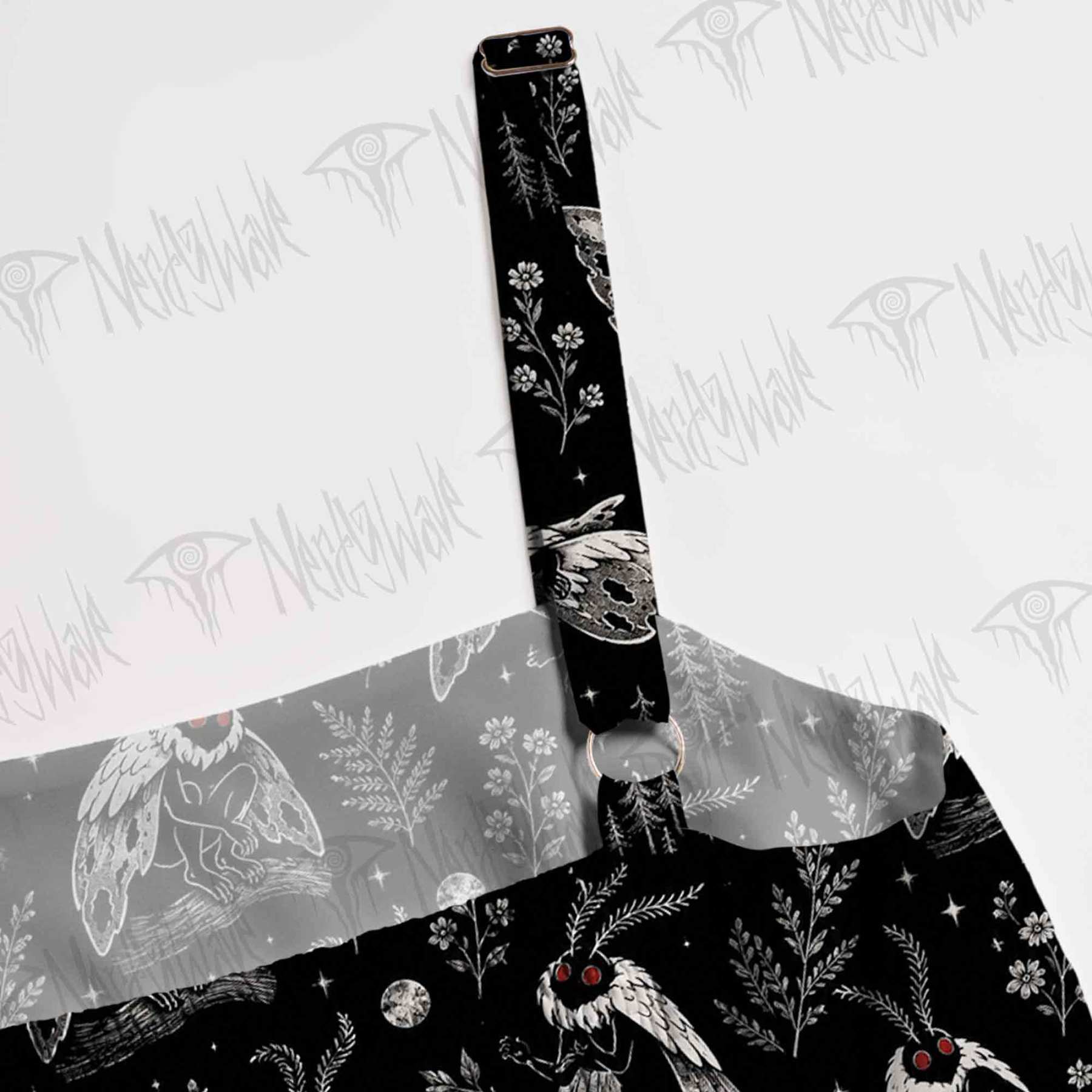 Mothman and Flower Wide Straps Maxi Dress