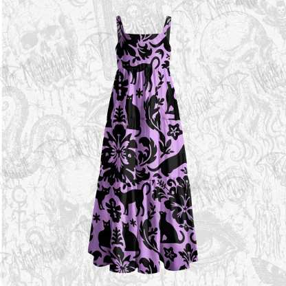 Mystic Felines Wide Straps Maxi Dress