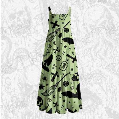 Spooky Scribbles Wide Straps Maxi Dress