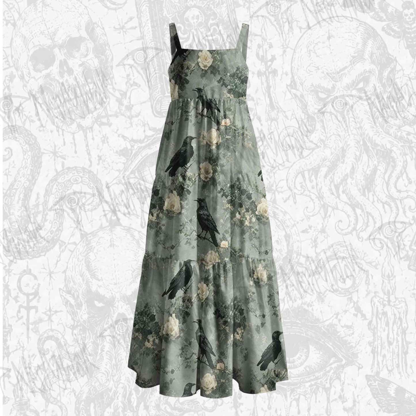 Raven’s Requiem Wide Straps Maxi Dress