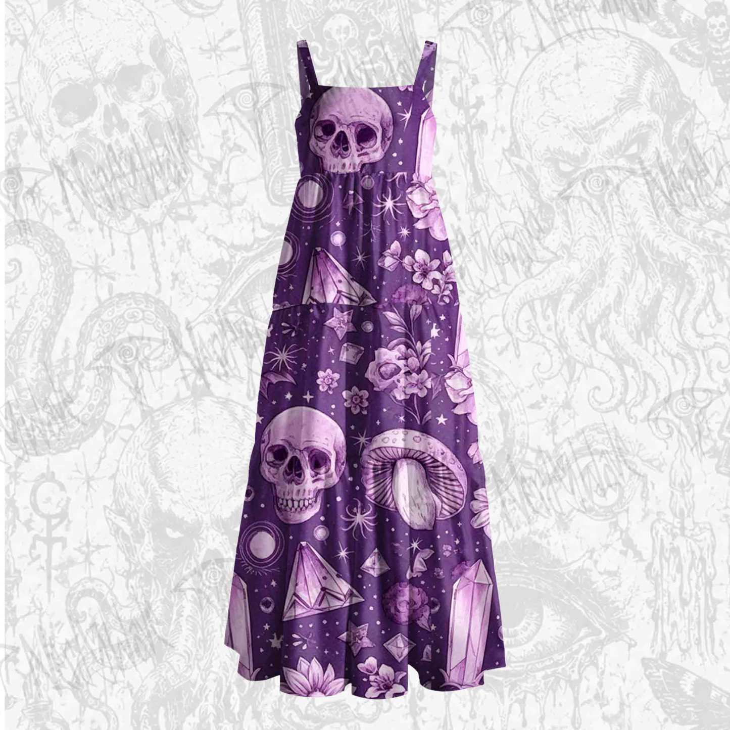 Violet Venom Wide Straps Maxi Dress