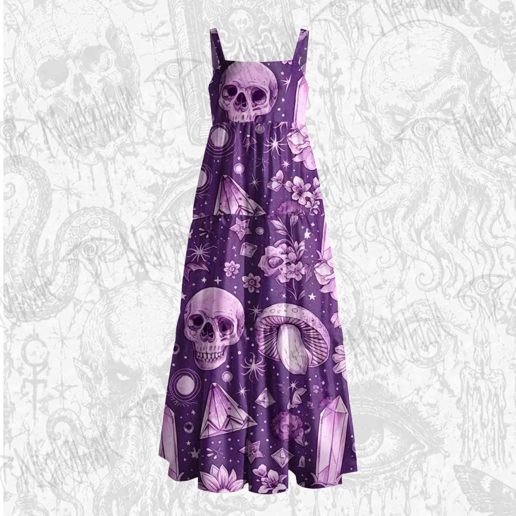 Violet Venom Wide Straps Maxi Dress