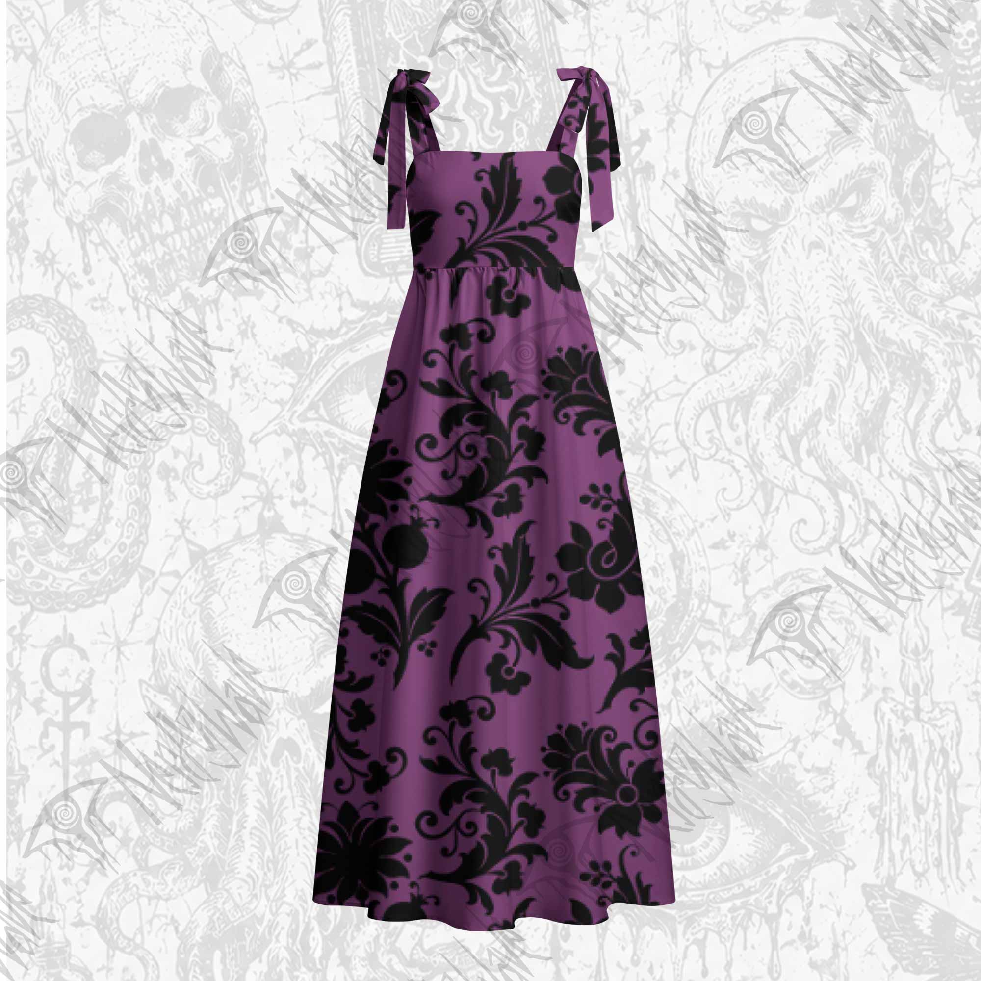 Black Floral Tie Shoulder Maxi Dress