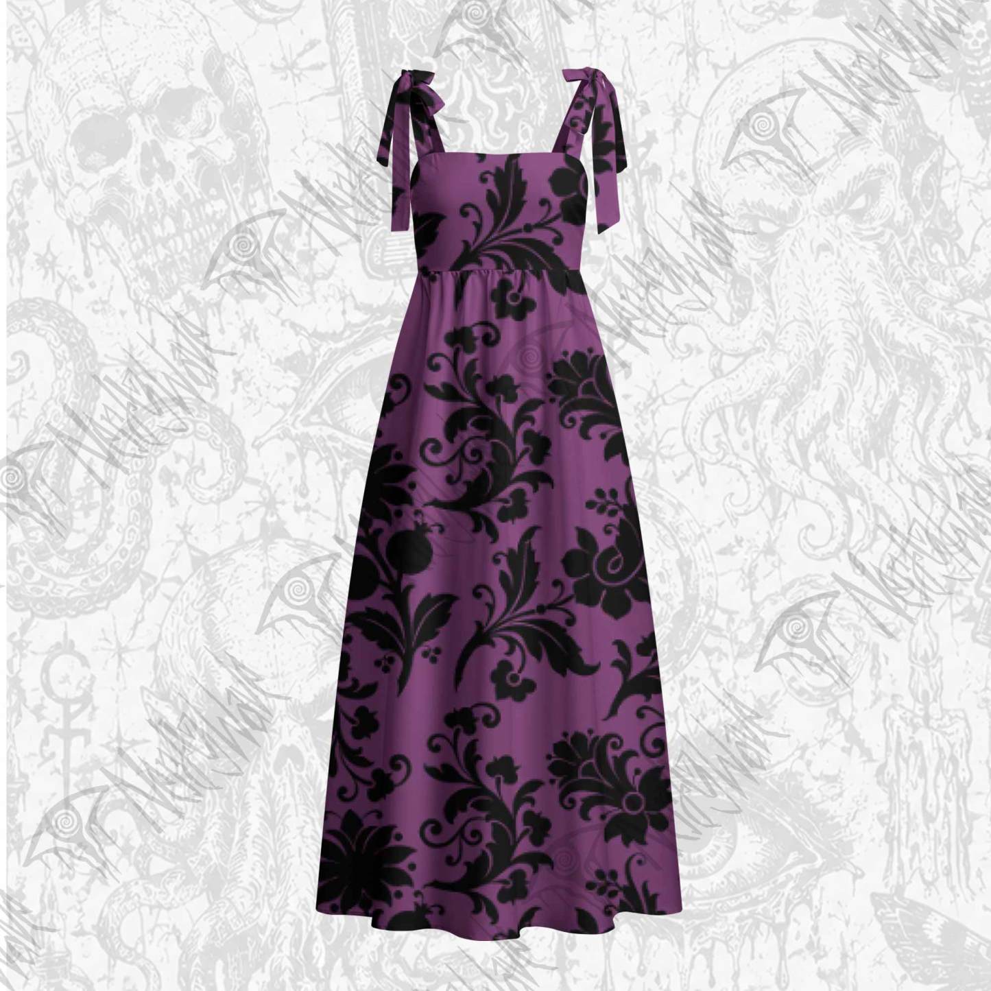 Black Floral Tie Shoulder Maxi Dress