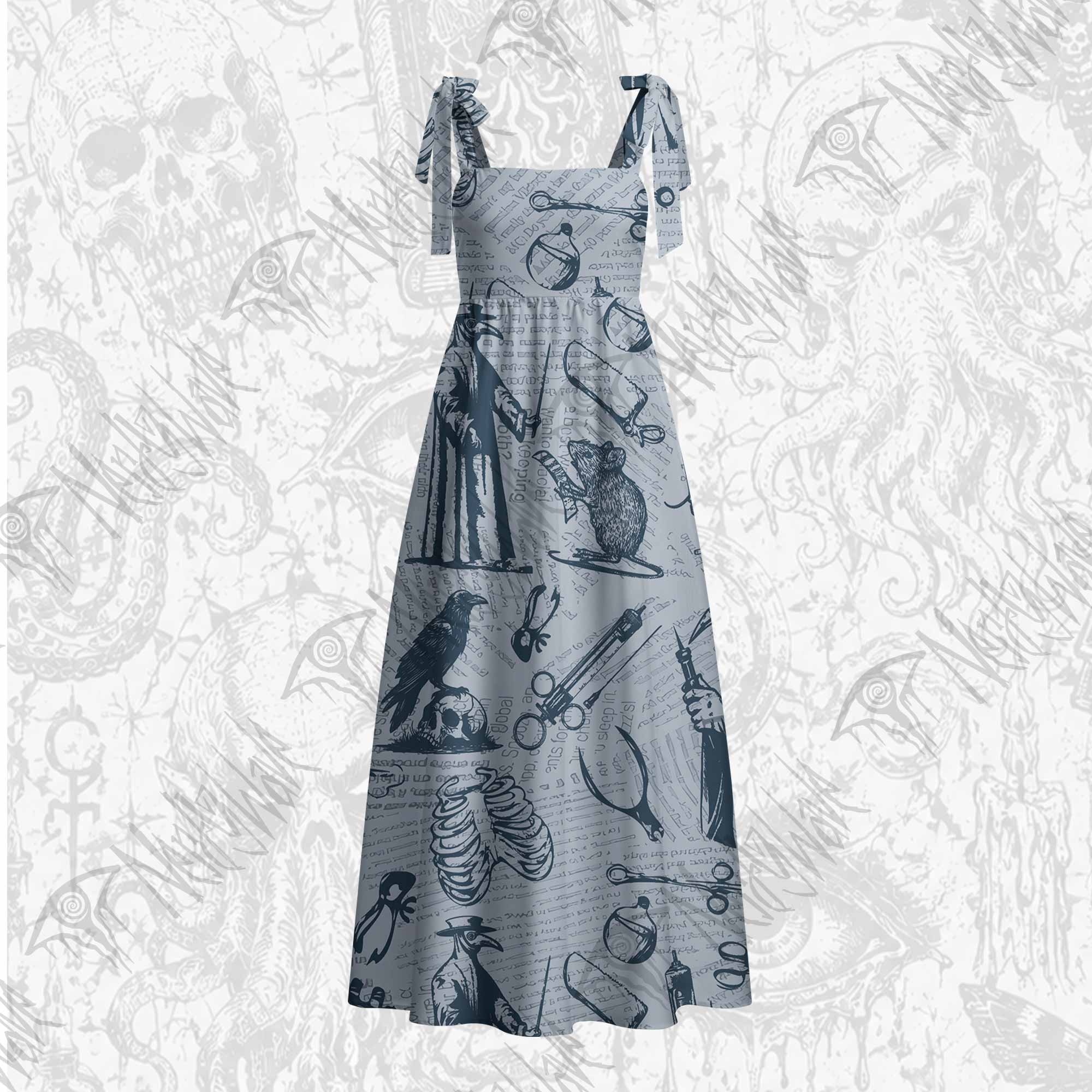 Black Death Tie Shoulder Maxi Dress